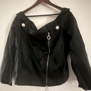 NWOT Faux Leather Blouse